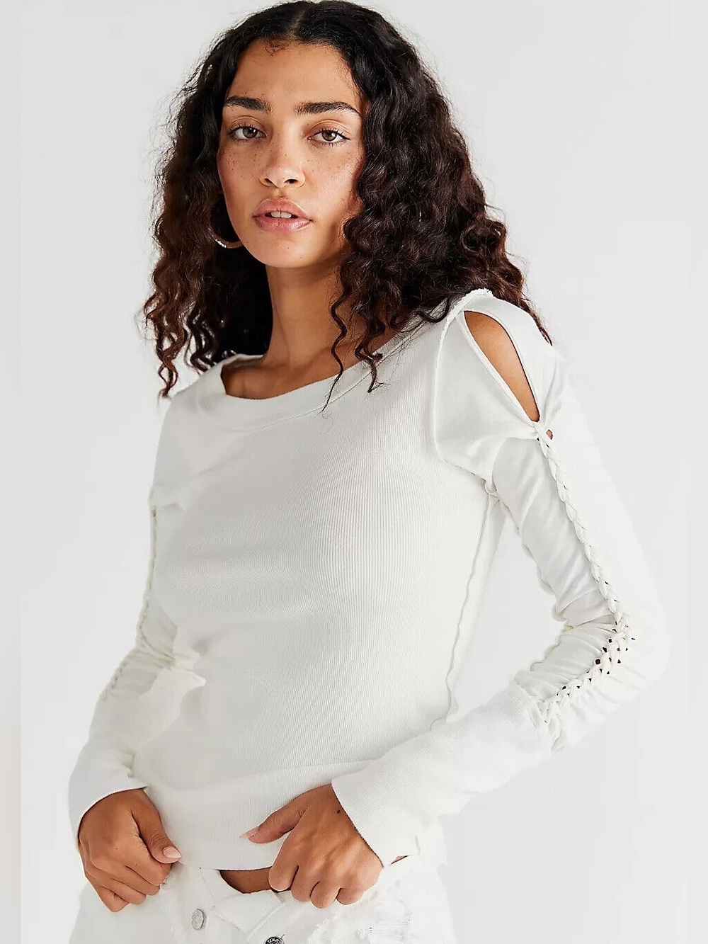 Free People We The Free Daisy Chain Cuff Top Ivory Boho Casual Large Fairycore